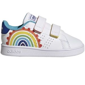 ADIDAS ADVANTAGE TODDLER TENNIS SHOES WITH RAINBOWS